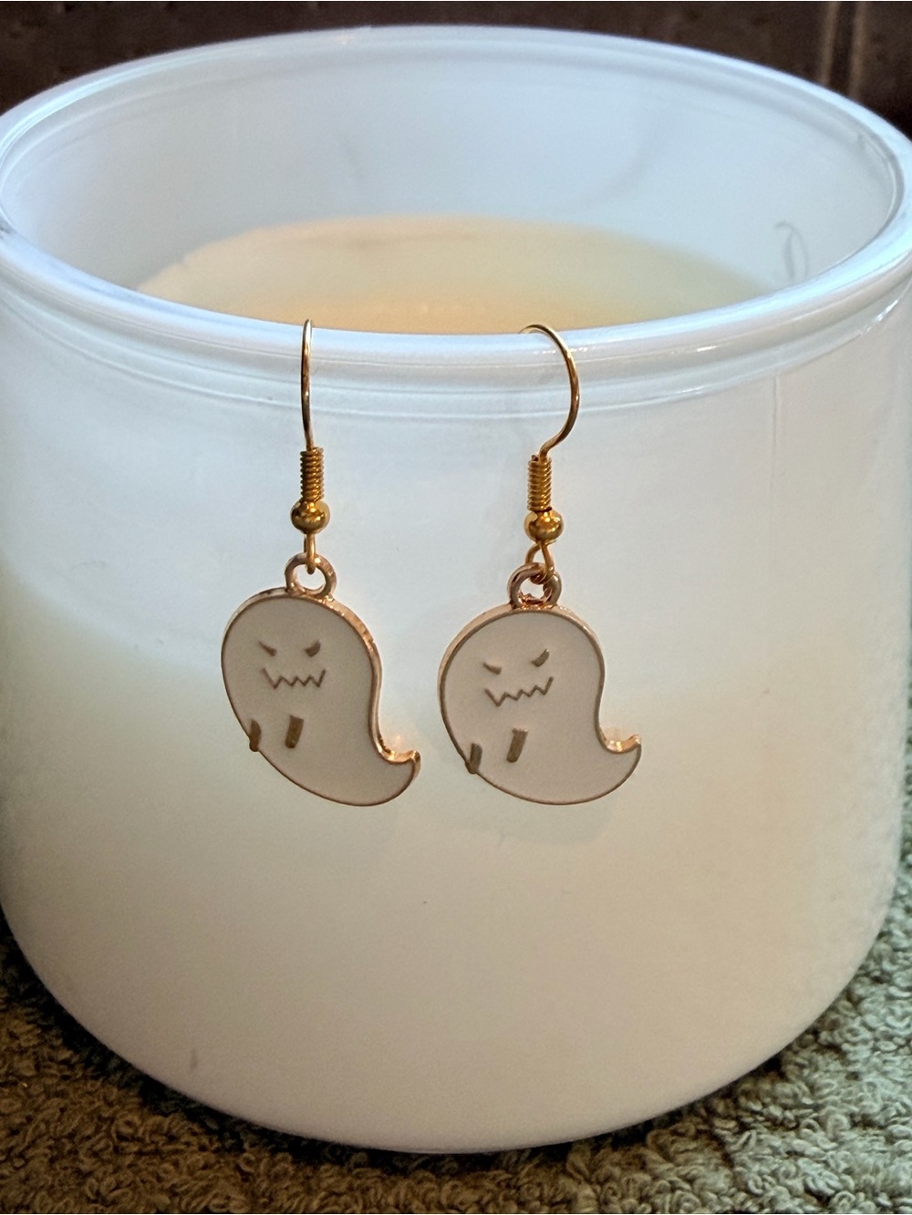 3/$30 Kawaii Mean Ghost Dangle Earrings Enamel Halloween Jewelry